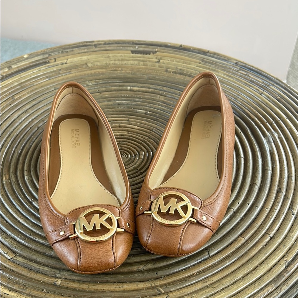 Michael Kors Brown Flats with Gold Logo